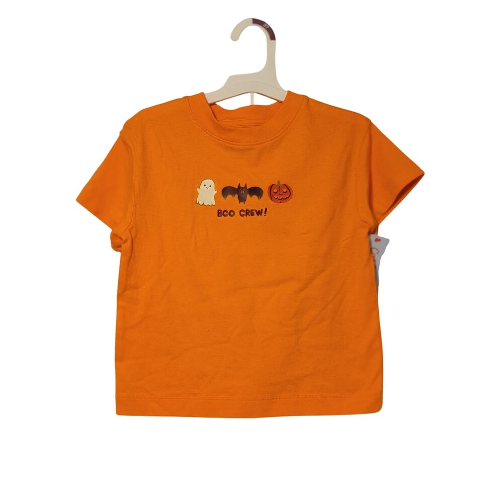 Cat & Jack 2pc Short-Sleeve Tee w/Shorts "Boo Crew" Orange/Gray Sz 3T